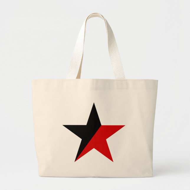 Bolso De Tela Gigante Anarquismo anarquista de estrella negra y roja (Frente)