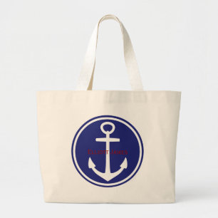 Bolso De Tela Gigante Anclaje nautico azul rojo personalizado