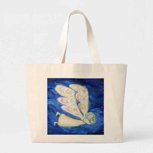 Bolso De Tela Gigante Ángel de la guarda y bebé durmiendo Personalizado  (Frente)