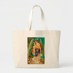 Bolso De Tela Gigante Ángel sosteniendo una rama floral