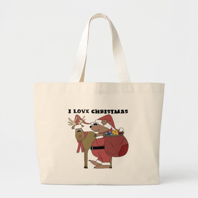 Bolso De Tela Gigante Animales que amo Navidades camisetas y regalos (Frente)