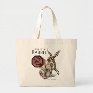 Bolso De Tela Gigante Año del arte chino del zodiaco del conejo