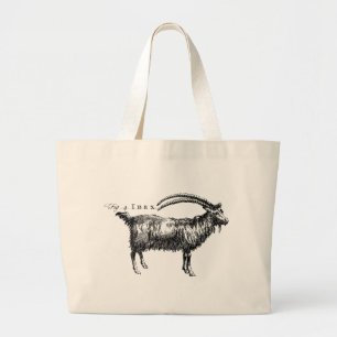 Bolso De Tela Gigante Antigua cabra de historia natural o Ibex en la bol