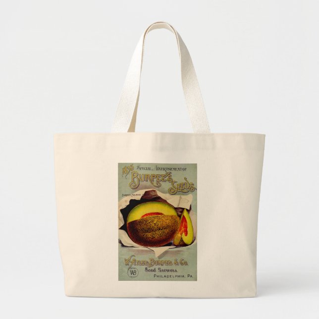 Bolso De Tela Gigante Antigüedad del arte de la publicidad de las semill (Frente)