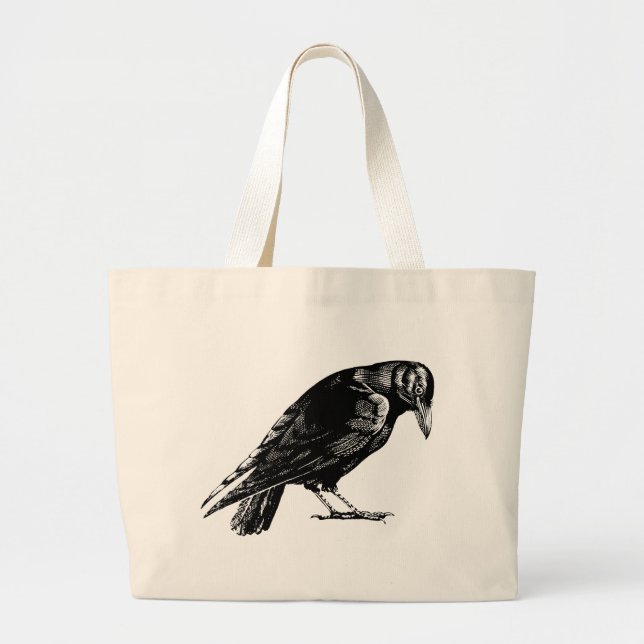 Bolso De Tela Gigante Antiguo Crow Blackbird RavenTotebag (Frente)