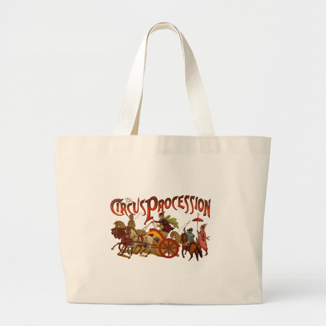 Bolso De Tela Gigante Antiguo desfile de circo serpentea caballos (Frente)