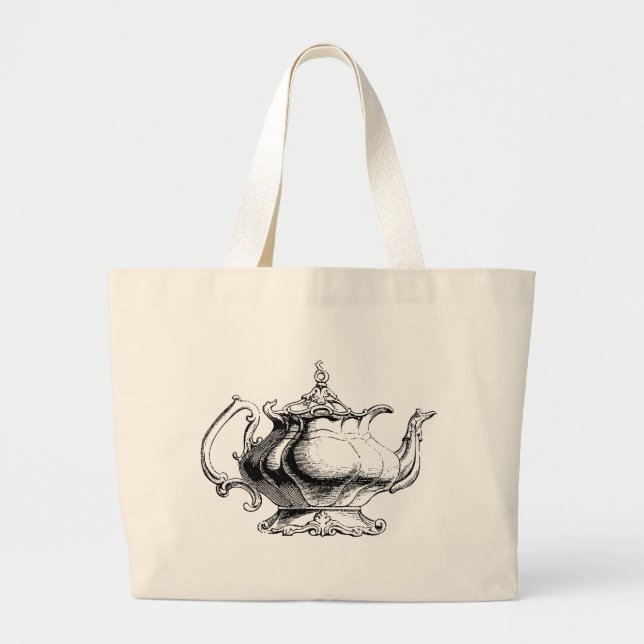 Bolso De Tela Gigante Antiguo lugar de tetera de té Totebag (Frente)