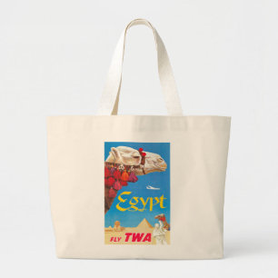 Bolso De Tela Gigante Anuncio de viaje aéreo de Egipto vintage