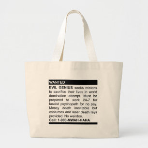 Bolso De Tela Gigante Anuncio malvado del genio