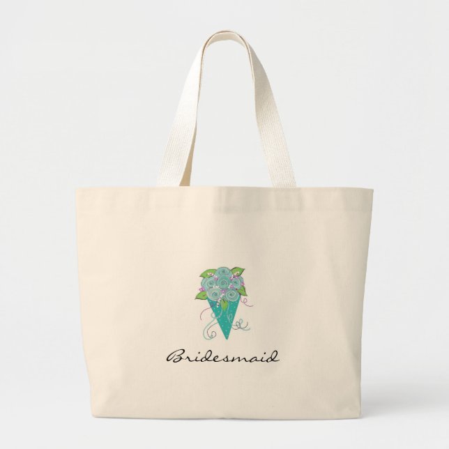 Bolso De Tela Gigante Aqua Bridesmaid Bouquet (Frente)