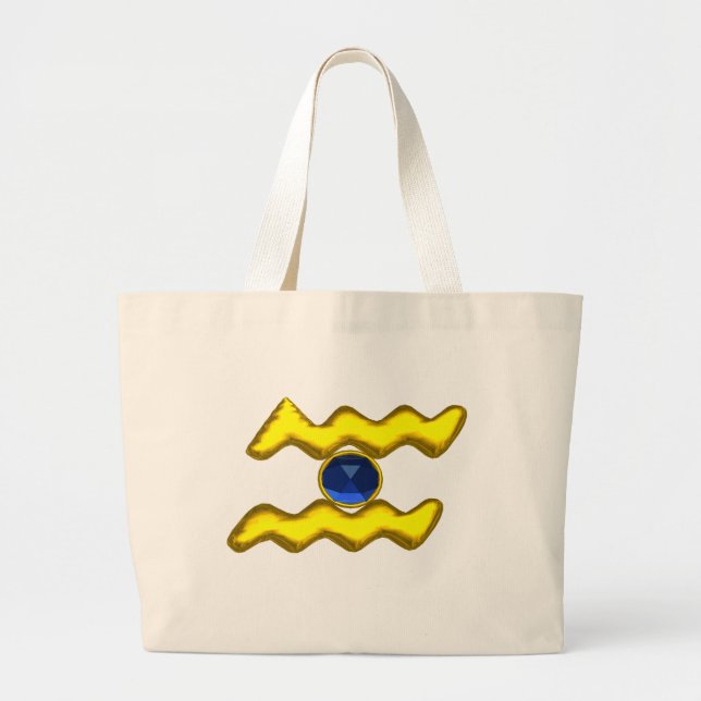 BOLSO DE TELA GIGANTE AQUARIUS/GOLD ZODIAC BIRTHDAY JEWEL (Frente)