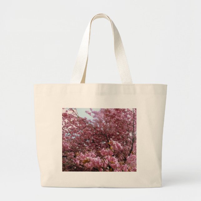 Bolso De Tela Gigante Árbol de flores rosadas (Frente)