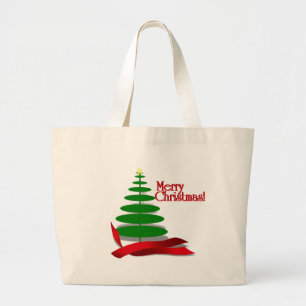 Bolso De Tela Gigante Árbol de Navidad con cinta roja