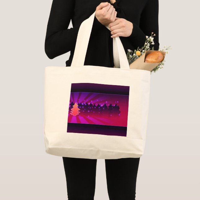 Bolso De Tela Gigante Árboles de Navidad sombras de morado (Anverso (producto))