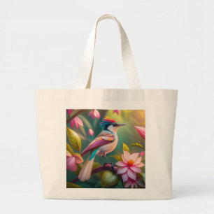 Bolso De Tela Gigante Arcoiris con crema Jay Fantasy Bird