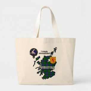 Bolso De Tela Gigante Armstrong Clan Badge & Tartan Map de Escocia