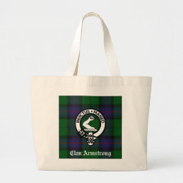 Bolso De Tela Gigante Armstrong Family Crest y Tartan Tote Bag