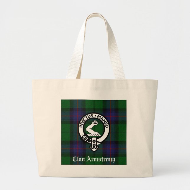 Bolso De Tela Gigante Armstrong Family Crest y Tartan Tote Bag (Frente)