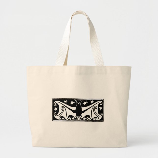 Bolso De Tela Gigante Art Deco Halloween Bat Totebag (Frente)