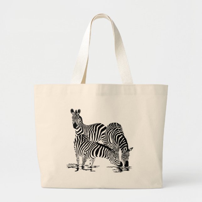 Bolso De Tela Gigante Art Deco Zebra (Frente)
