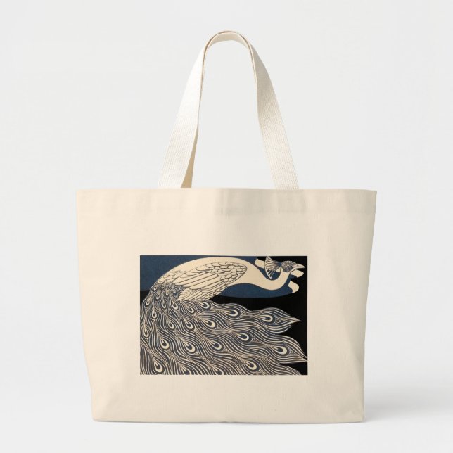 Bolso De Tela Gigante Art Nouveau azul de Peacock (Frente)
