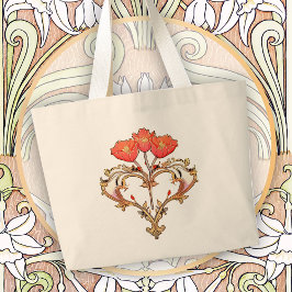 Bolso De Tela Gigante Arte Art Nouveau Floral Atemporal