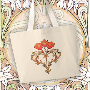 Bolso De Tela Gigante Arte Art Nouveau Floral Atemporal