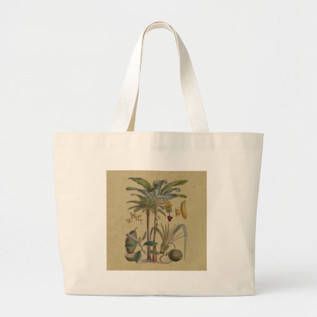 Bolso De Tela Gigante Arte botánico de frutas tropicales palmo antiguo (Frente)