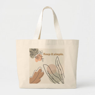 Bolso De Tela Gigante Arte Botánico Terroso 'Manténlo Simple'