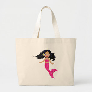 Bolso De Tela Gigante Arte chica de Sirenas Rosadas