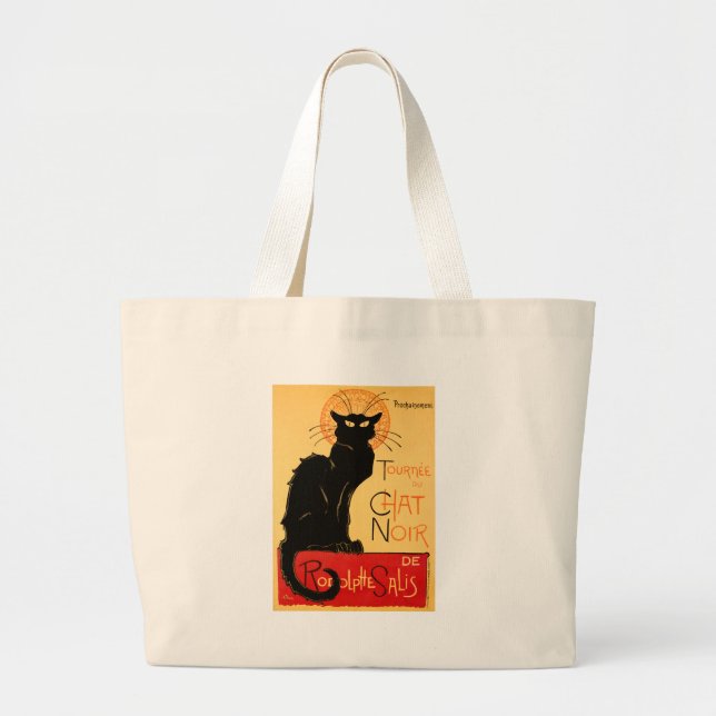 Bolso De Tela Gigante Arte clásico Steinlen Black Cat (Frente)