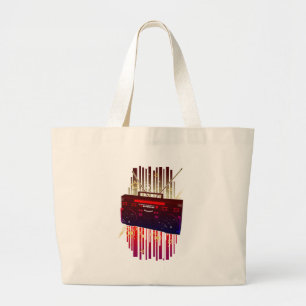 Bolso De Tela Gigante Arte de altavoz retro colorido con energía de músi
