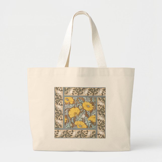 Bolso De Tela Gigante arte de amapola flor amarillo ilustracion (Frente)