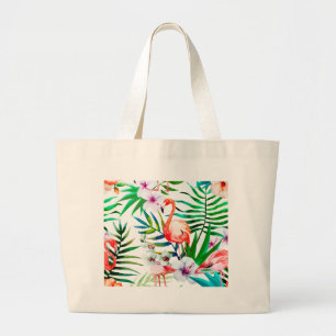 Bolso De Tela Gigante Arte de flamingo tropical