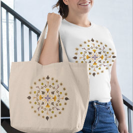 Bolso De Tela Gigante Arte de Flor Prensada Mandala Botánico