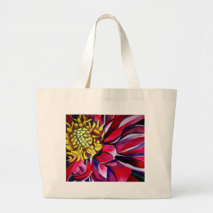Bolso De Tela Gigante Arte de flores originales abstractas de Dahlia