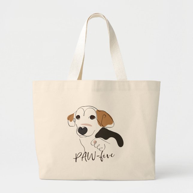 Bolso De Tela Gigante Arte de la línea de perro (Frente)