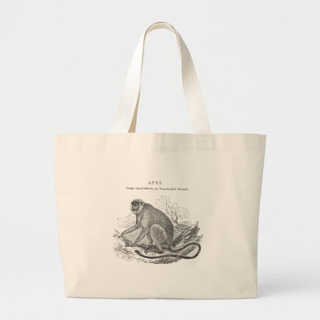 Bolso De Tela Gigante Arte de monos de la época de 1800 (Frente)