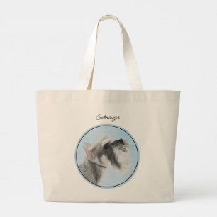 Bolso De Tela Gigante Arte de perro recortado en la pintura de Schnauzer