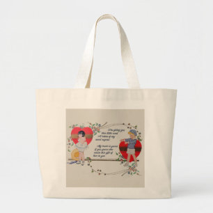 Bolso De Tela Gigante Arte de tarjeta antigua de San Valentín victoriana