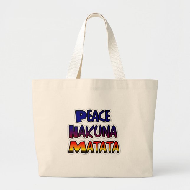 Bolso De Tela Gigante Arte degradado de Peace Hakuna Matata (Frente)