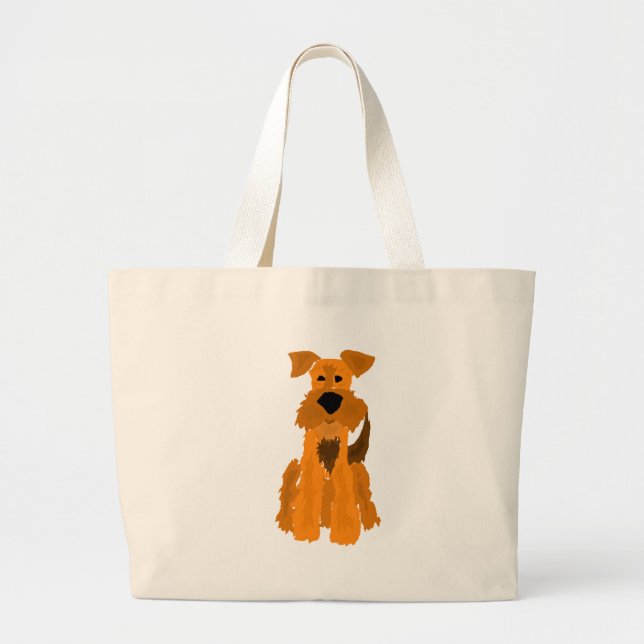 Bolso De Tela Gigante Arte divertido del perro de Airedale Terrier (Frente)