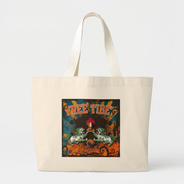 Bolso De Tela Gigante Arte libre del Grunge de Tíbet (Frente)
