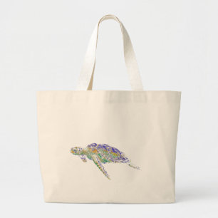 Bolso De Tela Gigante Arte moderno de la tortuga de mar de la natación