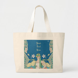 Bolso De Tela Gigante Arte Nuevo Personalizado Pasaje de Dama Azul Vinta
