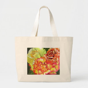 Bolso De Tela Gigante Arte original de color amarillo y Rosa Naranja