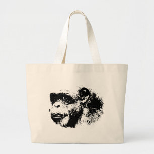 Bolso De Tela Gigante Arte pop chimpancé negro y blanco