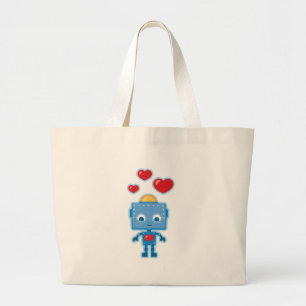 Bolso De Tela Gigante Arte retro azul del robot