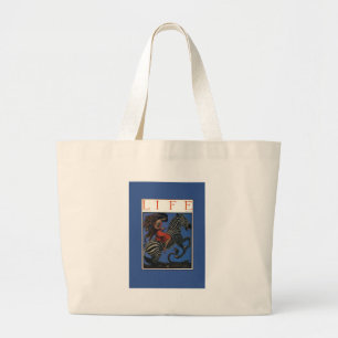 Bolso De Tela Gigante Arte vintage de cebra Art Nouveau Mujer Life 1922