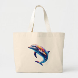 Bolso De Tela Gigante Artes Lindas de Delfines Coloridos